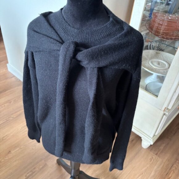 Line & Dot Black Double Layer Knotted Accent Pullover Sweater NWT Small - Picture 2 of 7